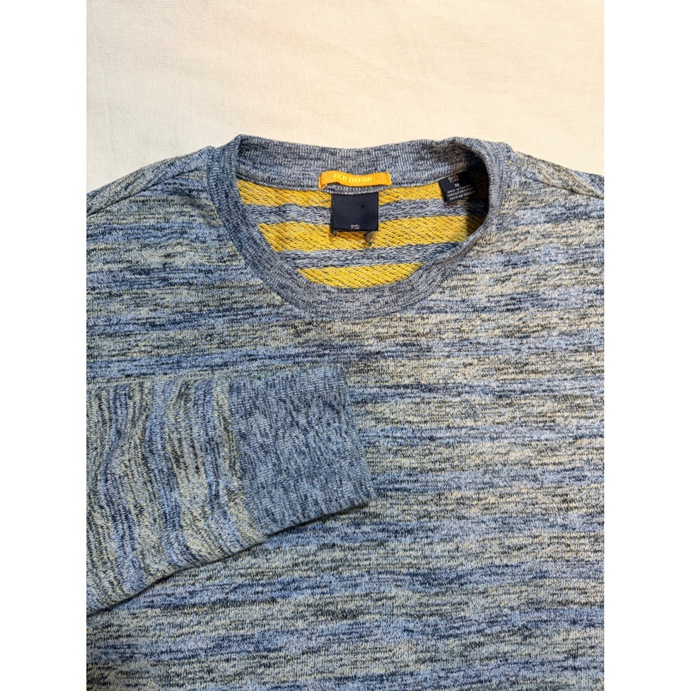 Scotch & Soda Mens Space Dye Crewneck Sweatshirt Blue Yellow Marl Knit Size M